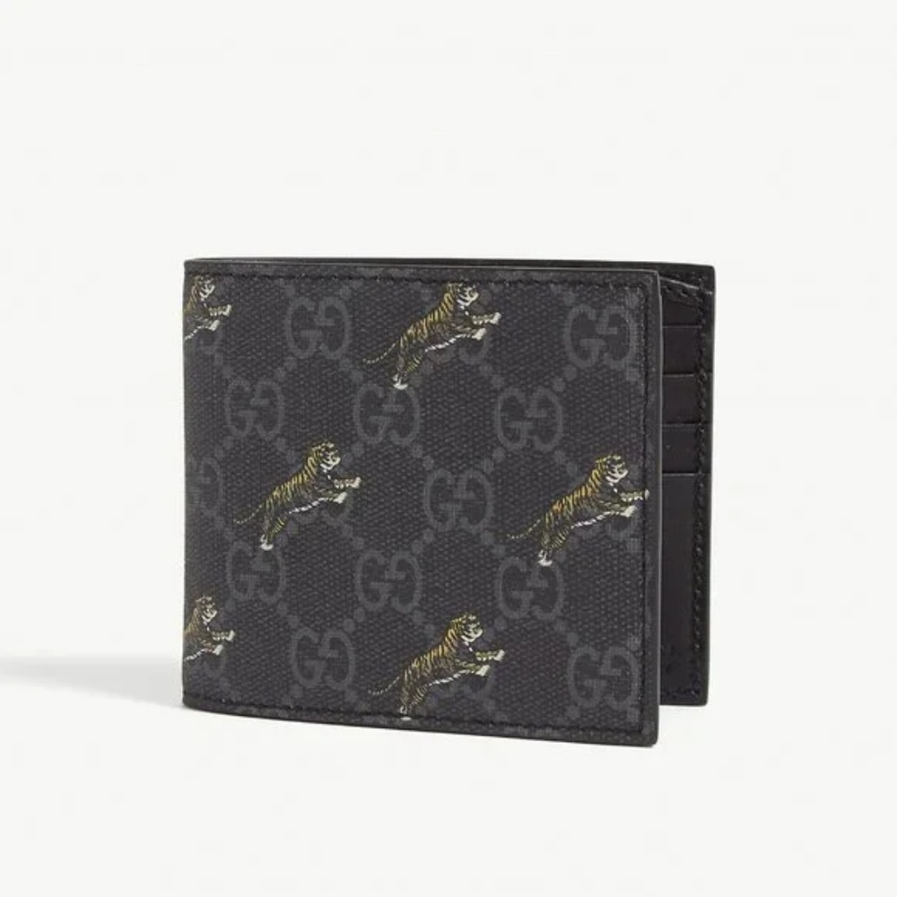 Gucci GG Supreme Canvas Tiger Print Wallet Black NEW IN BOX